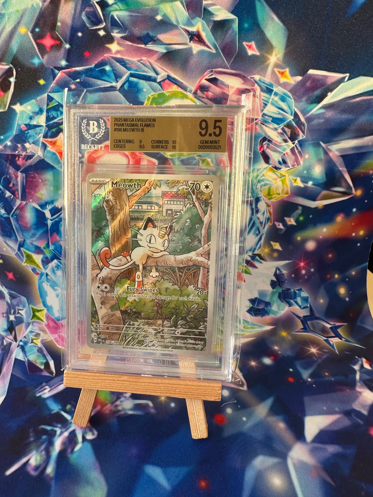 Meowth IR (Mega Evolution Phantasmal Flames #106, 2025) – BGS 9.5 GEM MINT · cert 0020993521