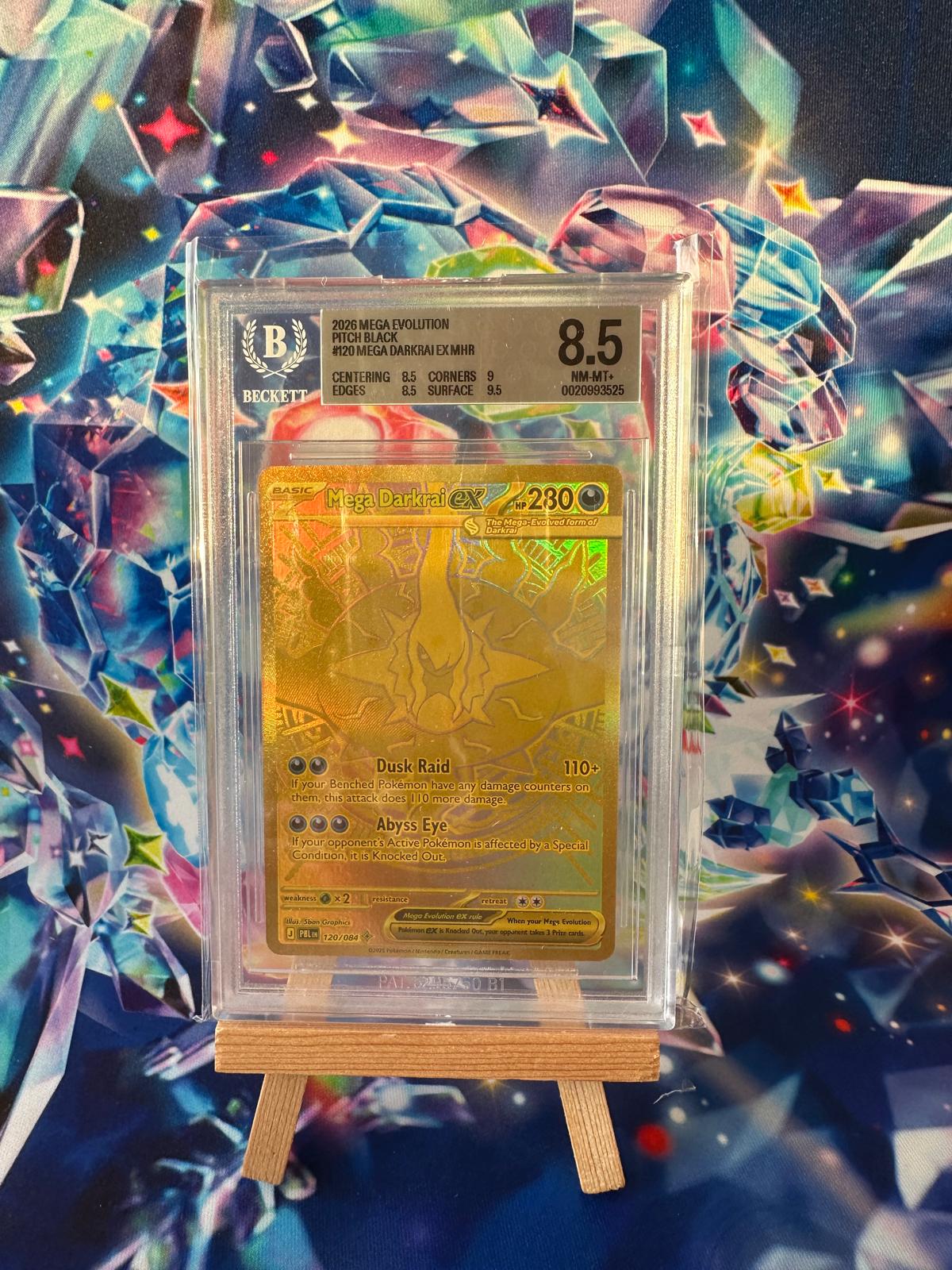 Mega Darkrai ex MHR (Mega Evolution Pitch Black #120, 2026) – BGS 8.5 NM-MT+ · cert 0020993525