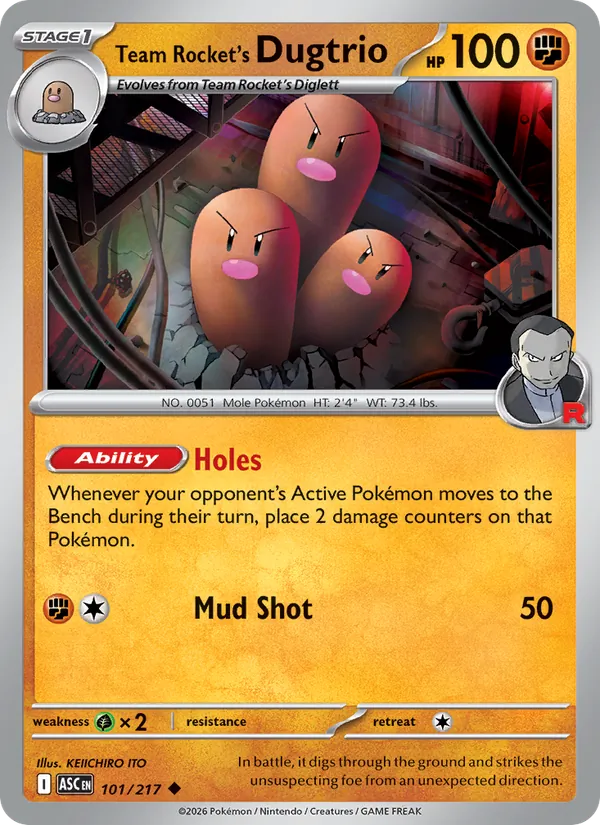 Team Rocket's Dugtrio - Ascended Heroes #101 [EN] Reverse Holo