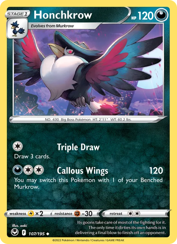 Honchkrow - Silver Tempest #107 [EN] Reverse Holo