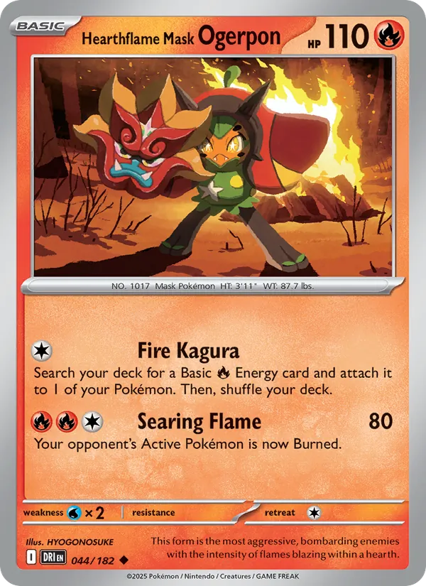 Hearthflame Mask Ogerpon - Destined Rivals #044 [EN] Reverse Holo
