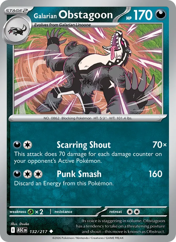 Galarian Obstagoon - Ascended Heroes #132 [EN] Reverse Holo