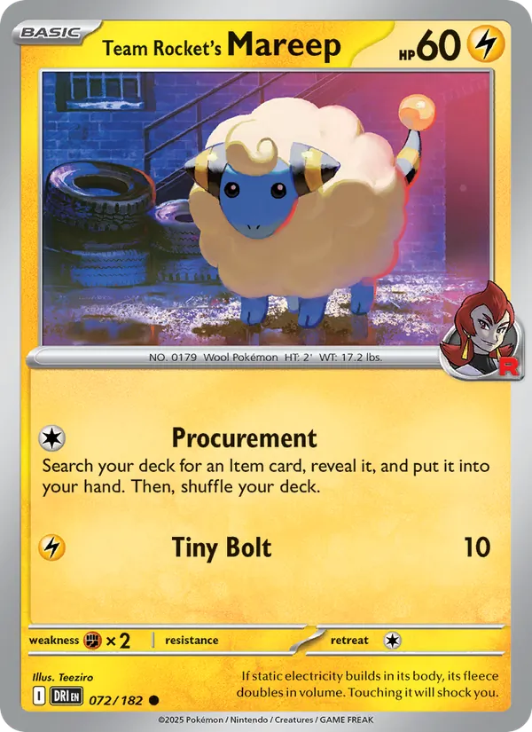 Team Rocket's Mareep - Destined Rivals #072 [EN] Reverse Holo